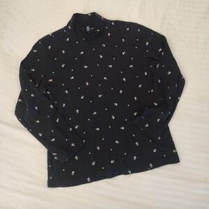 Karen Scott Mock-Neck Holiday Kitten/ Polkadot Print Top size Petites Medium